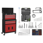 Topchest & Rollcab Combination 6 Drawer with 170pc Tool Kit - Red/Black AP22RCOMBO