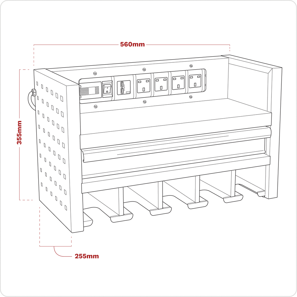 Power Tool Storage Rack with Drawer & Power Bar AP22SRBE