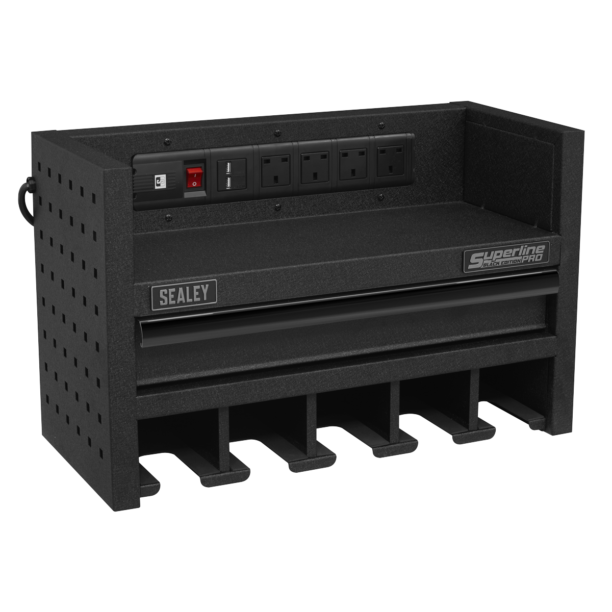 Power Tool Storage Rack with Drawer & Power Bar AP22SRBE