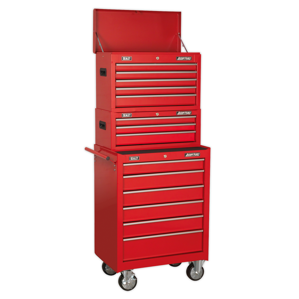 Topchest, Mid-Box Tool Chest & Rollcab Stack 14 Drawer - Red AP22STACK