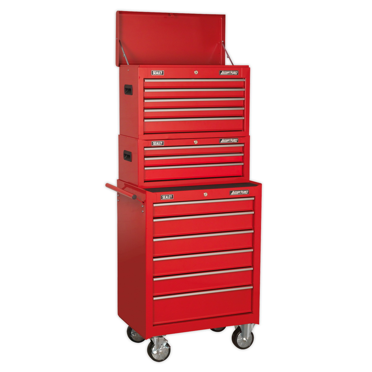 Topchest, Mid-Box Tool Chest & Rollcab Stack 14 Drawer - Red AP22STACK