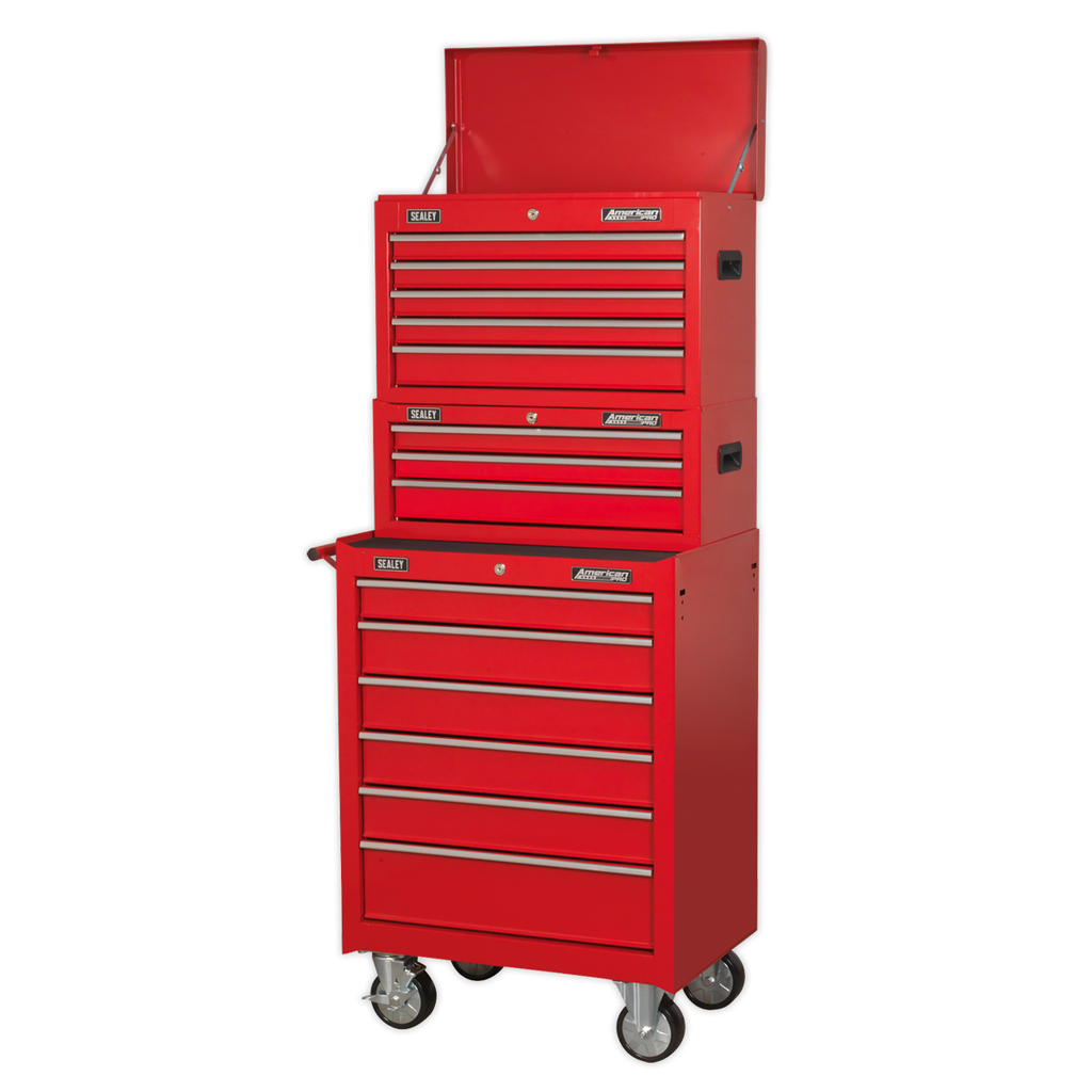 Topchest, Mid-Box Tool Chest & Rollcab Stack 14 Drawer - Red AP22STACK