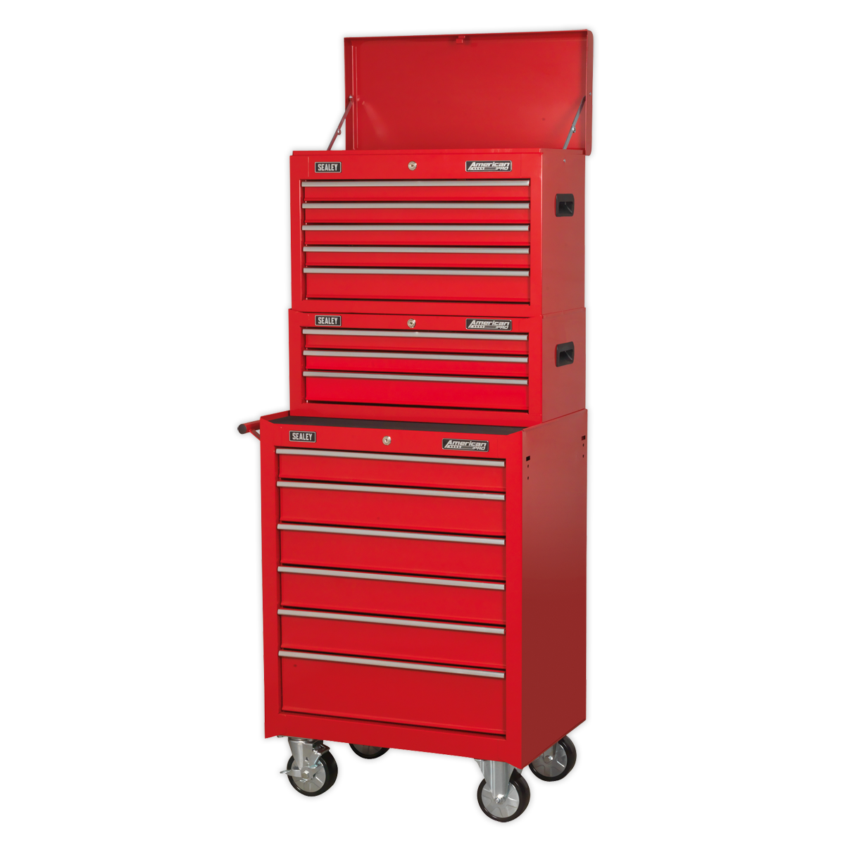 Topchest, Mid-Box Tool Chest & Rollcab Stack 14 Drawer - Red AP22STACK