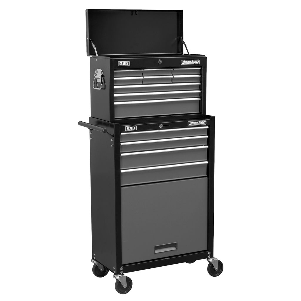Topchest & Rollcab Combination 13 Drawer - Black/Grey AP2513B