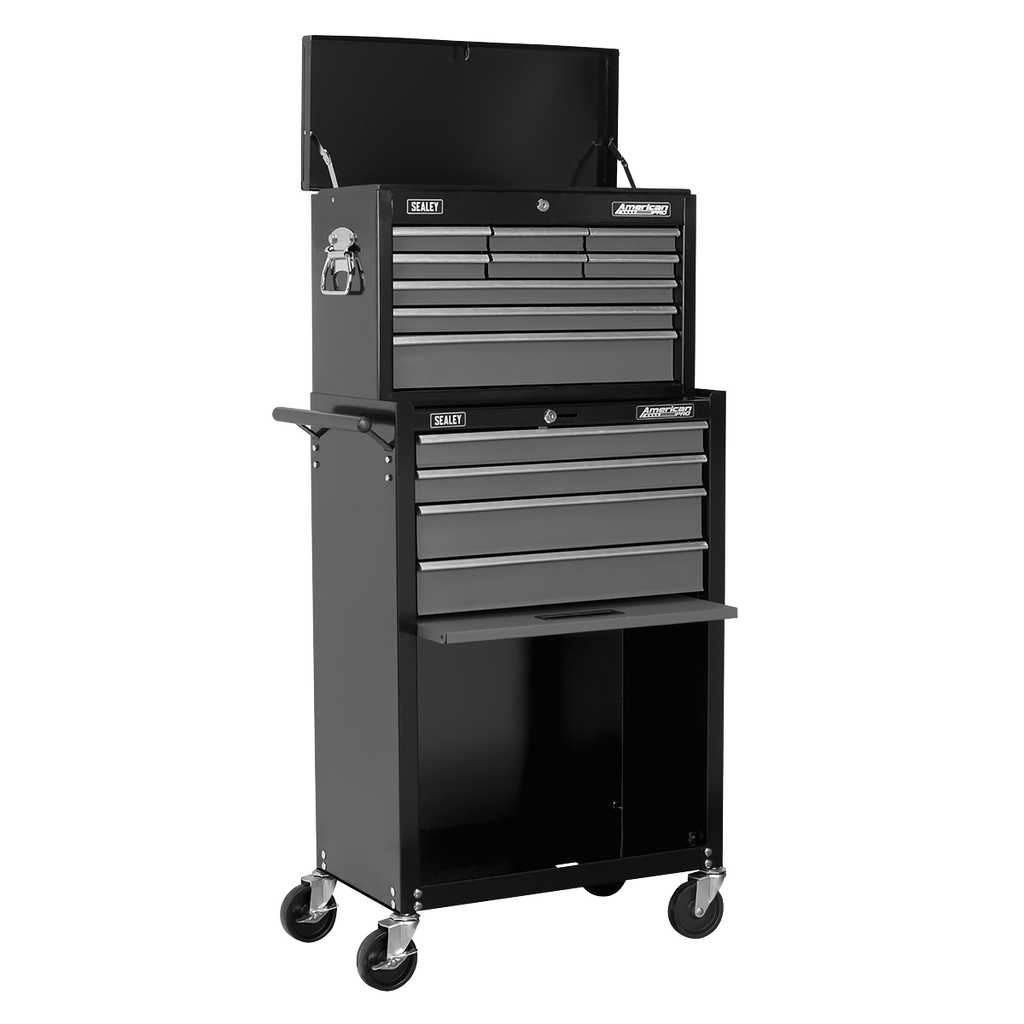 Topchest & Rollcab Combination 13 Drawer - Black/Grey AP2513B
