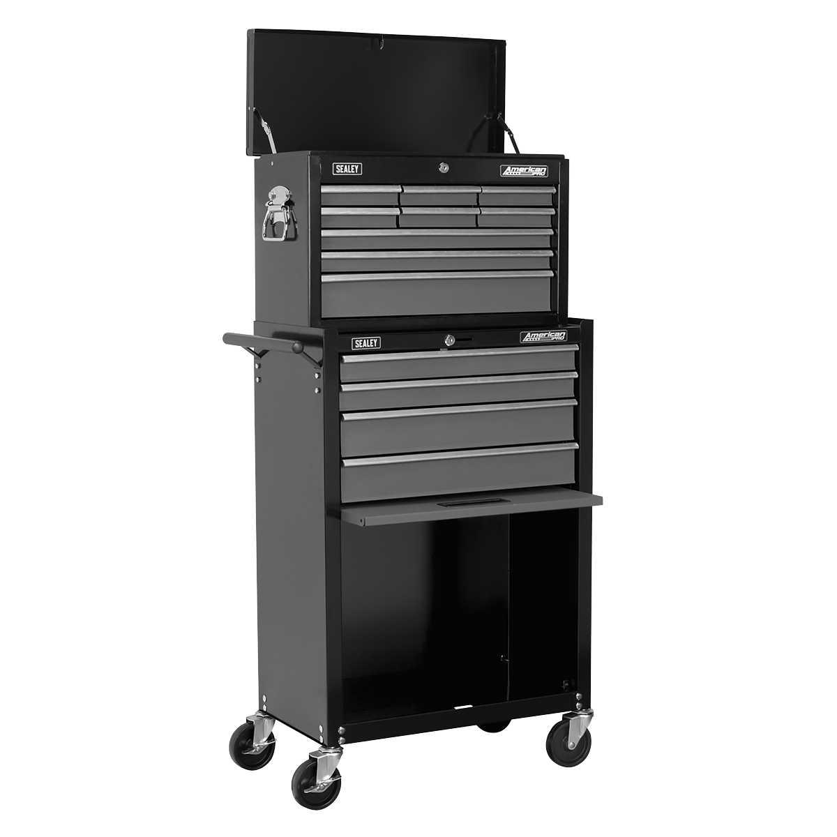 Topchest & Rollcab Combination 13 Drawer - Black/Grey AP2513B