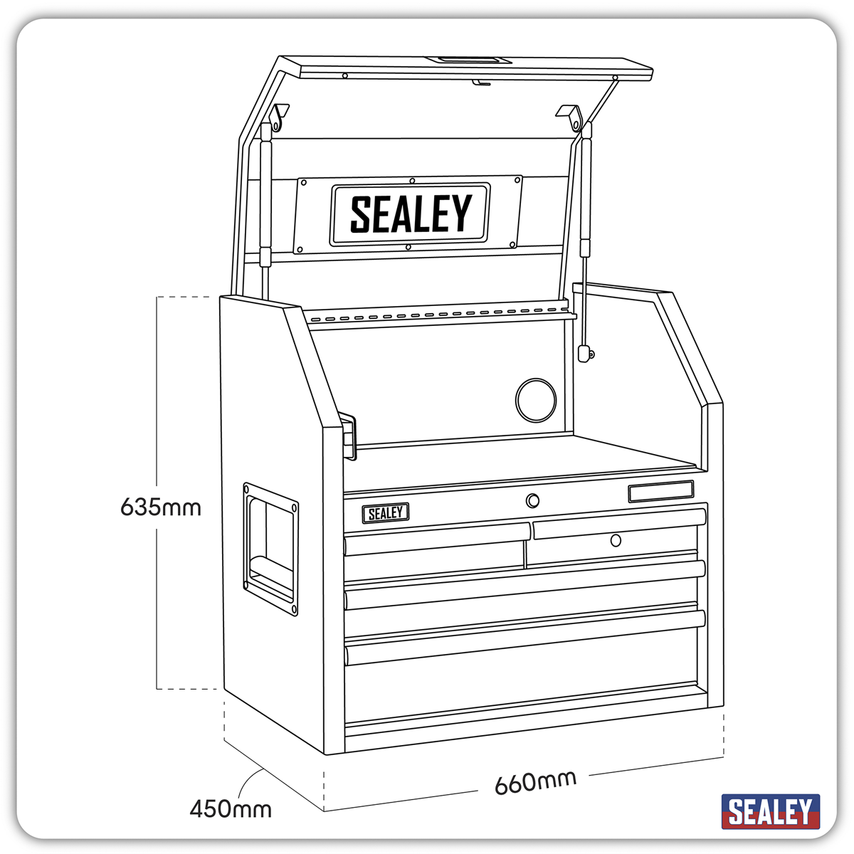 Topchest with 4 Soft Close Drawers & Power Bar 660mm AP2704BE