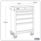 Rollcab with 5 Soft Close Drawers 680mm AP2705BE