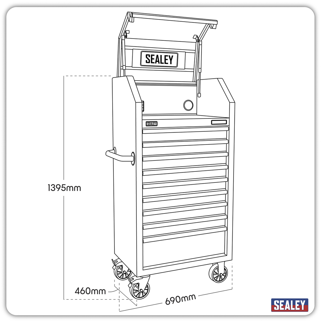 Tower Cabinet with 9 Soft Close Drawers & Power Bar 690mm AP2709BE