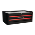 Retro Style Mid-Box Tool Chest 2 Drawer - Black with Red Anodised Drawer Pulls AP28102BR