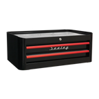 Retro Style Mid-Box Tool Chest 2 Drawer - Black with Red Anodised Drawer Pulls AP28102BR