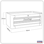 Retro Style Mid-Box Tool Chest 2 Drawer - Black with Red Anodised Drawer Pulls AP28102BR