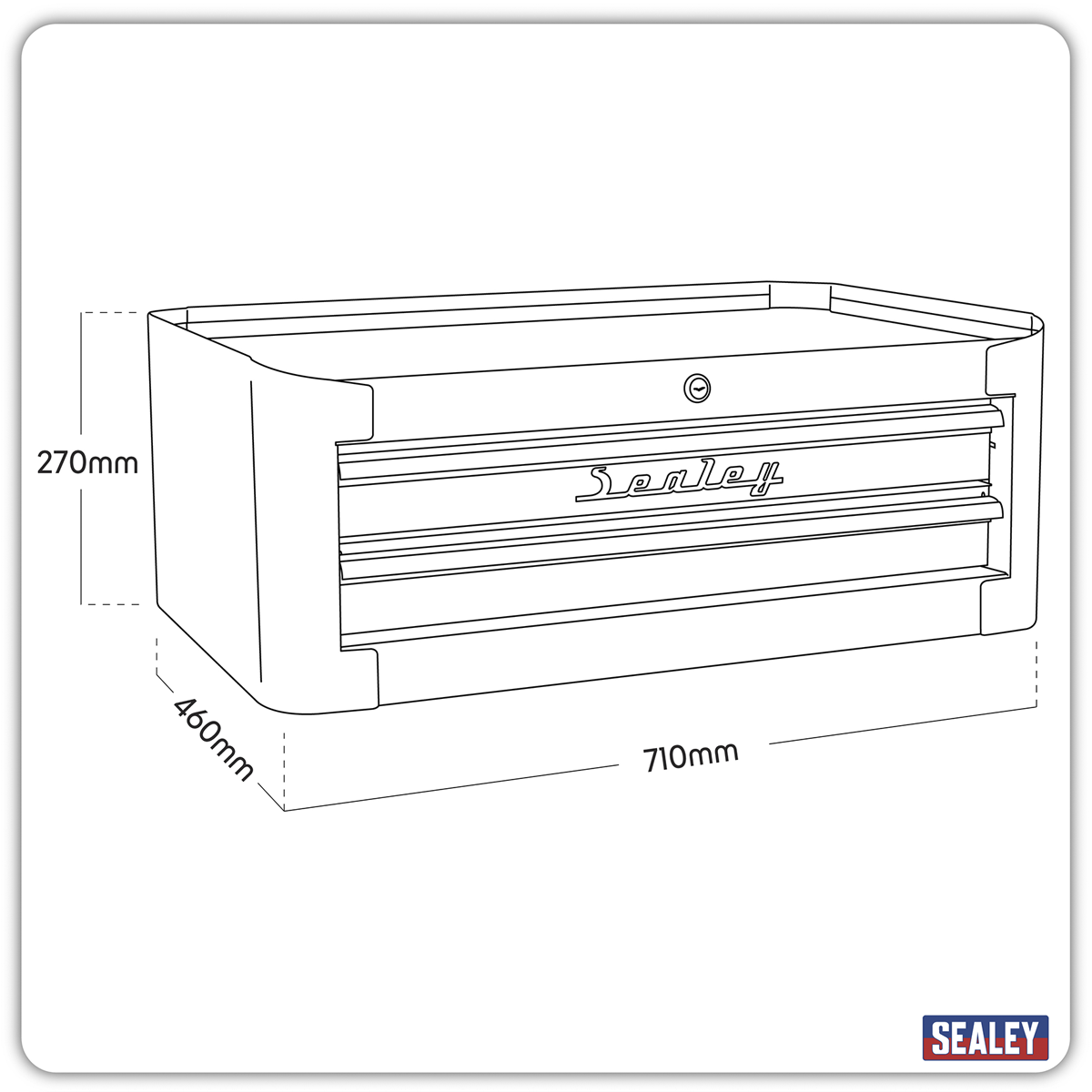 Retro Style Mid-Box Tool Chest 2 Drawer - Black with Red Anodised Drawer Pulls AP28102BR