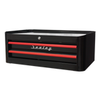 Retro Style Mid-Box Tool Chest 2 Drawer - Black with Red Anodised Drawer Pulls AP28102BR