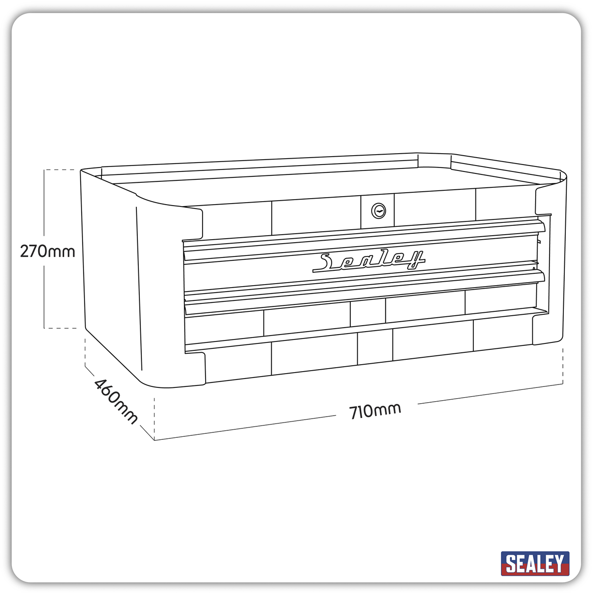 Retro Style Mid-Box Tool Chest 2 Drawer - Blue with White Stripes AP28102BWS