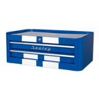 Retro Style Mid-Box Tool Chest 2 Drawer - Blue with White Stripes AP28102BWS