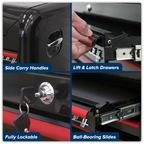 Retro Style Topchest 4 Drawer - Black with Red Anodised Drawer Pulls AP28104BR