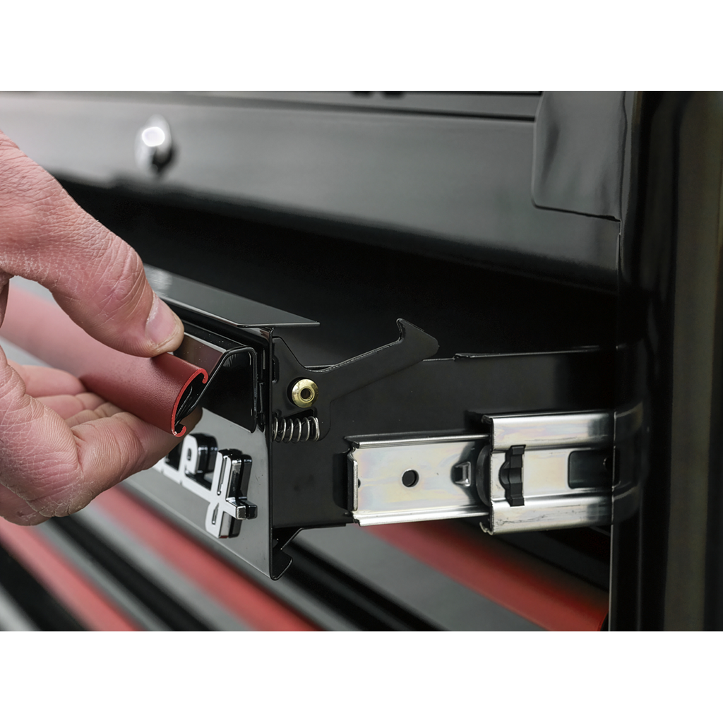 Retro Style Mid-Box Tool Chest 2 Drawer - Black with Red Anodised Drawer Pulls AP28102BR