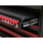 Retro Style Topchest 4 Drawer - Black with Red Anodised Drawer Pulls AP28104BR