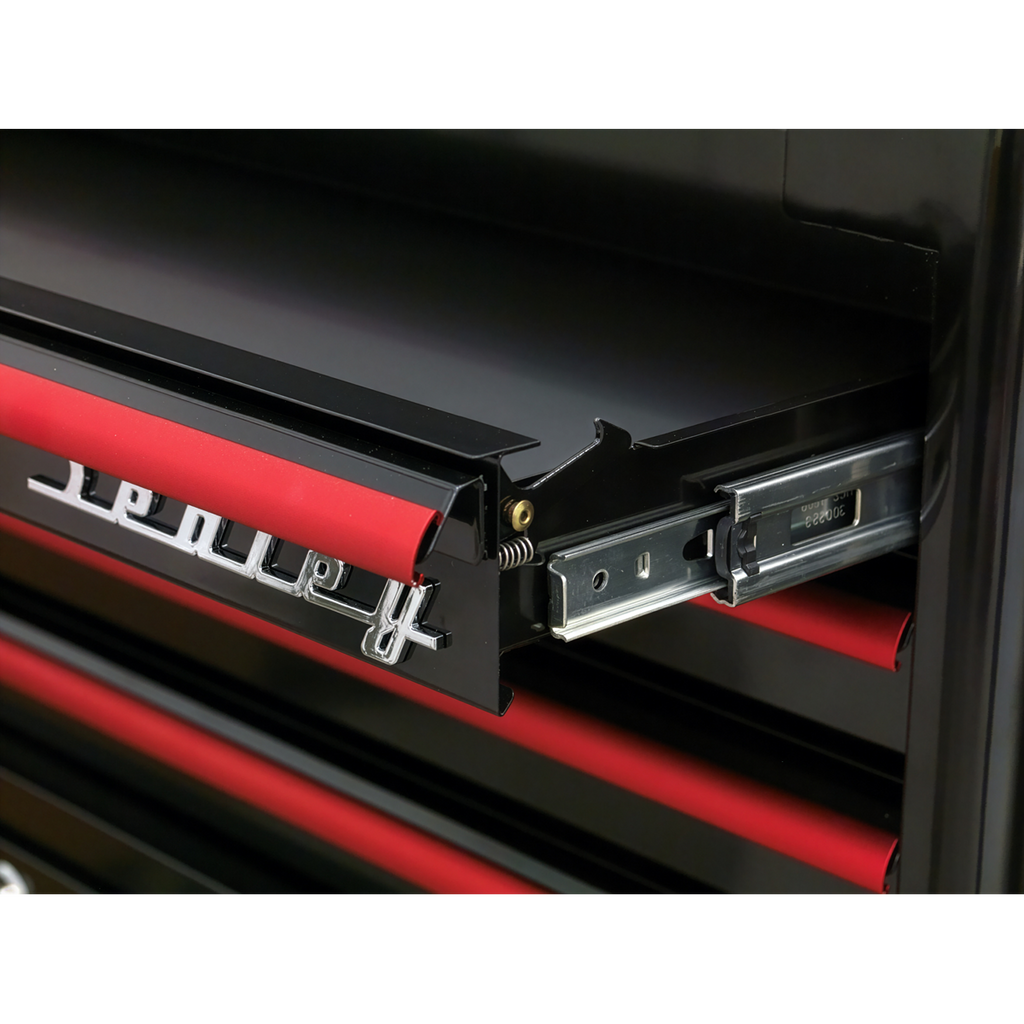 Retro Style Mid-Box Tool Chest 2 Drawer - Black with Red Anodised Drawer Pulls AP28102BR