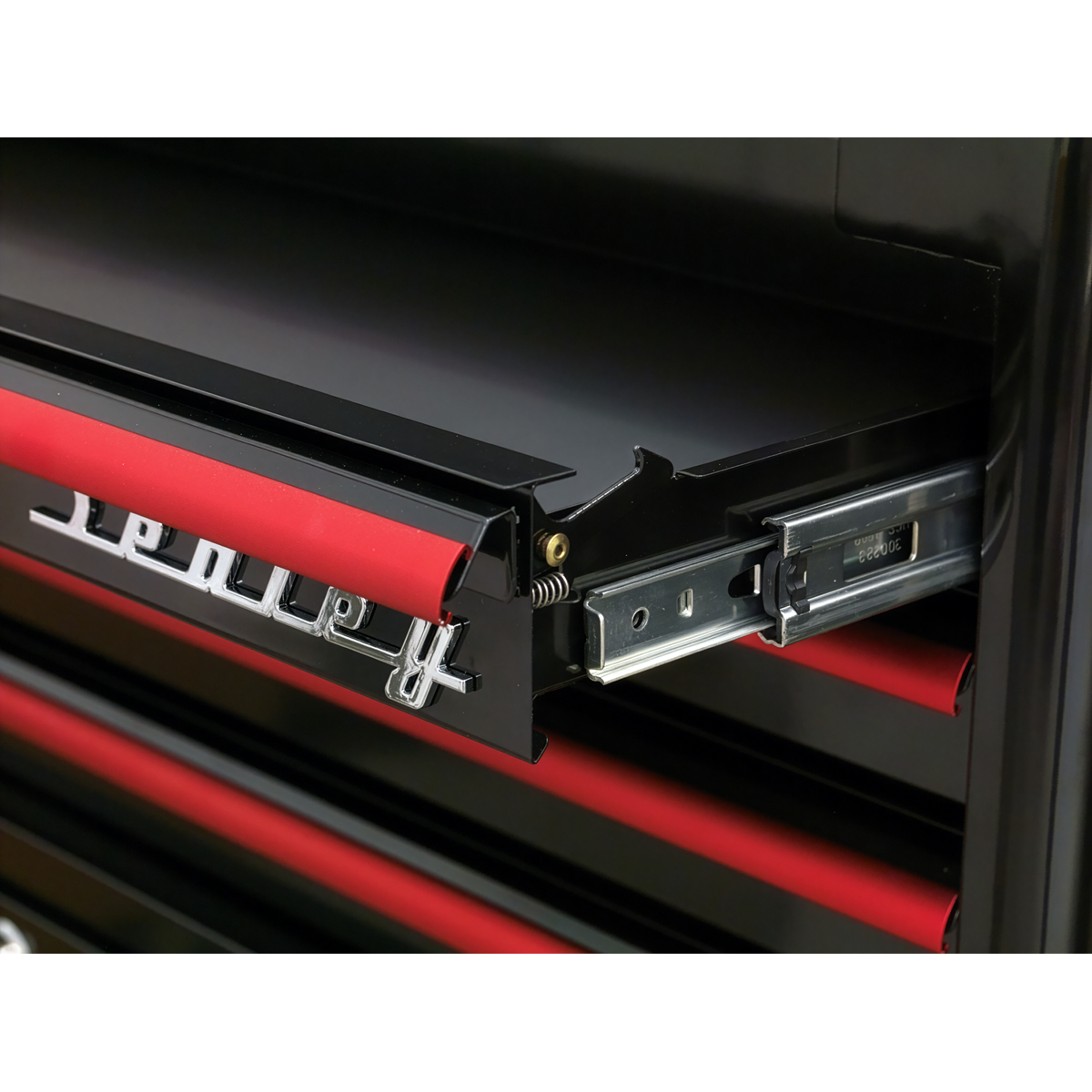 Retro Style Mid-Box Tool Chest 2 Drawer - Black with Red Anodised Drawer Pulls AP28102BR
