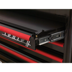 Retro Style Topchest 4 Drawer - Black with Red Anodised Drawer Pulls AP28104BR