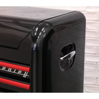 Retro Style Wide Topchest 4 Drawer - Black with Red Anodised Drawer Pulls AP41104BR