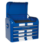Retro Style Topchest 4 Drawer - Blue with White Stripes AP28104BWS