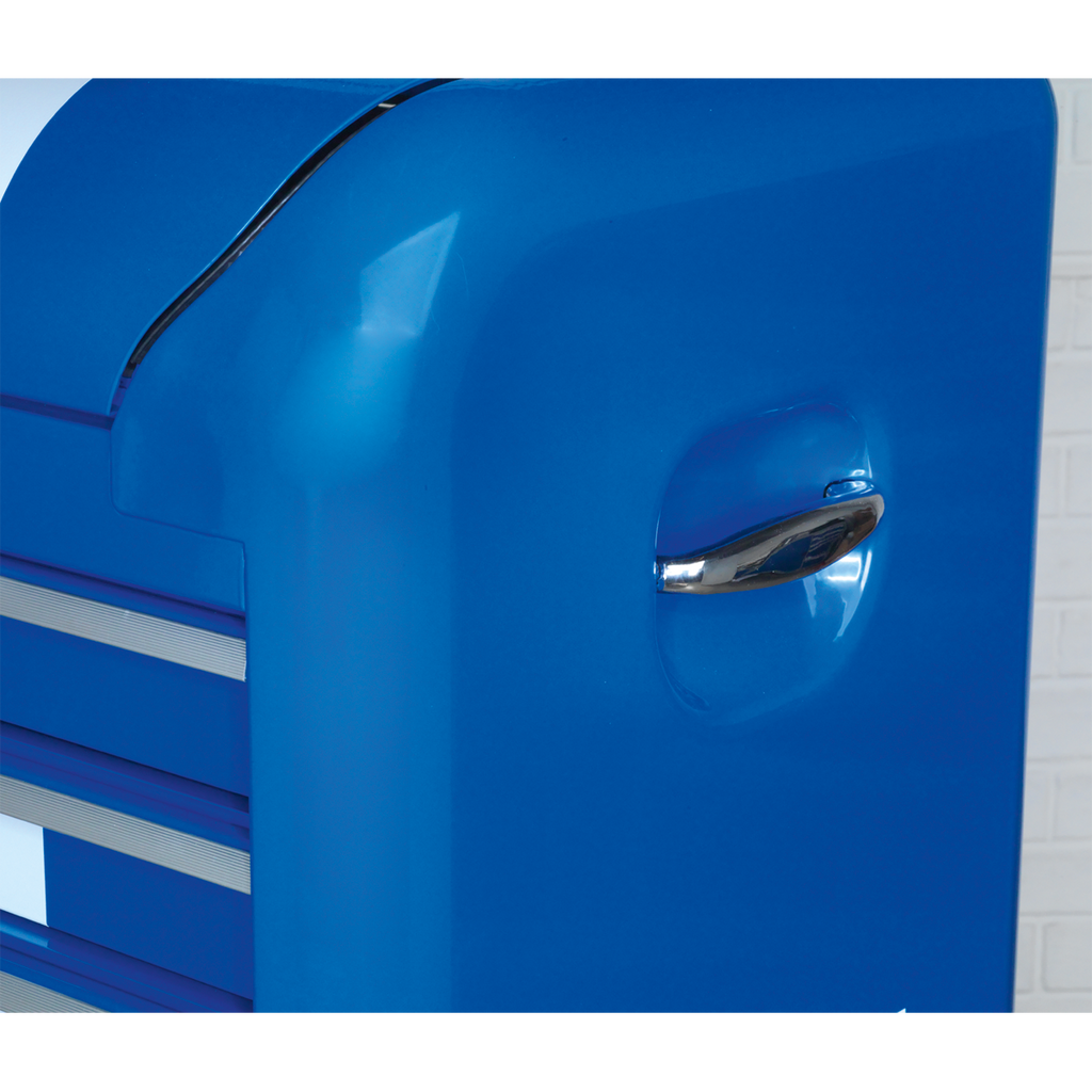 Retro Style Topchest 4 Drawer - Blue with White Stripes AP28104BWS