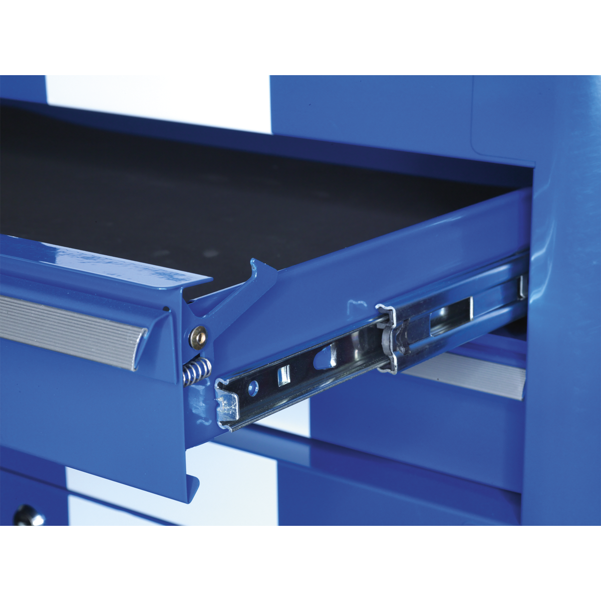 Retro Style Wide Topchest & Rollcab Combination 10 Drawer Blue with White Stripes AP41COMBOBWS