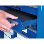 Retro Style Topchest, Mid-Box Tool Chest & Rollcab Combination 10 Drawer - Blue with White Stripes AP28COMBO2BWS