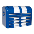 Retro Style Topchest 4 Drawer - Blue with White Stripes AP28104BWS