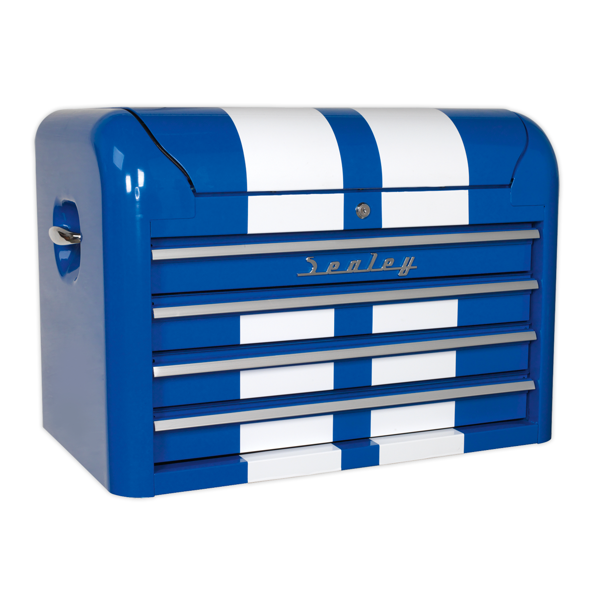 Retro Style Topchest 4 Drawer - Blue with White Stripes AP28104BWS
