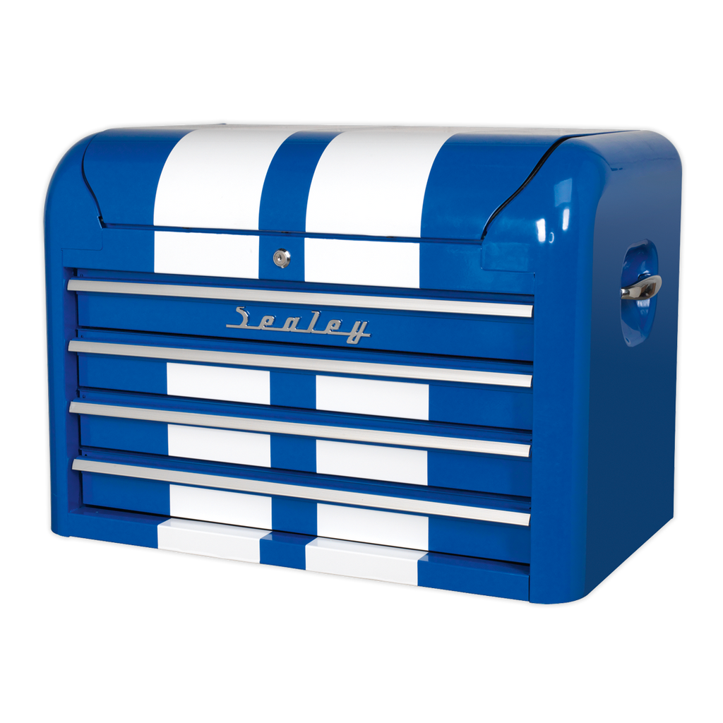 Retro Style Topchest 4 Drawer - Blue with White Stripes AP28104BWS