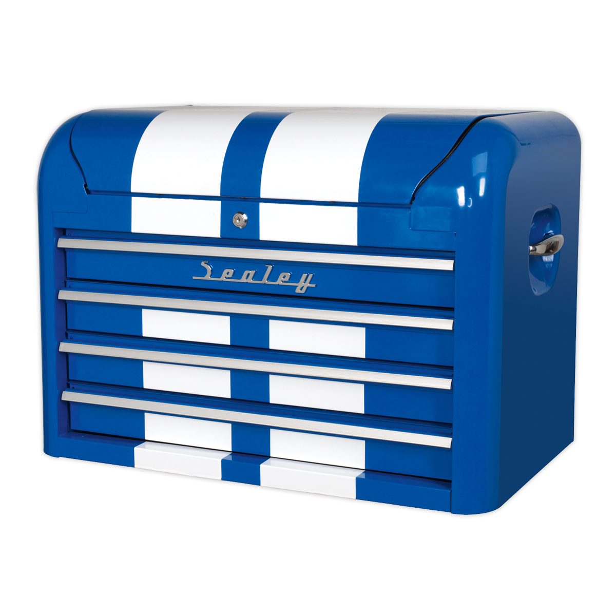 Retro Style Topchest 4 Drawer - Blue with White Stripes AP28104BWS