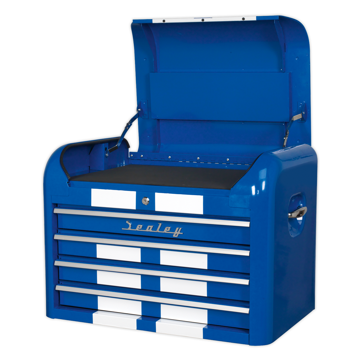 Retro Style Topchest 4 Drawer - Blue with White Stripes AP28104BWS