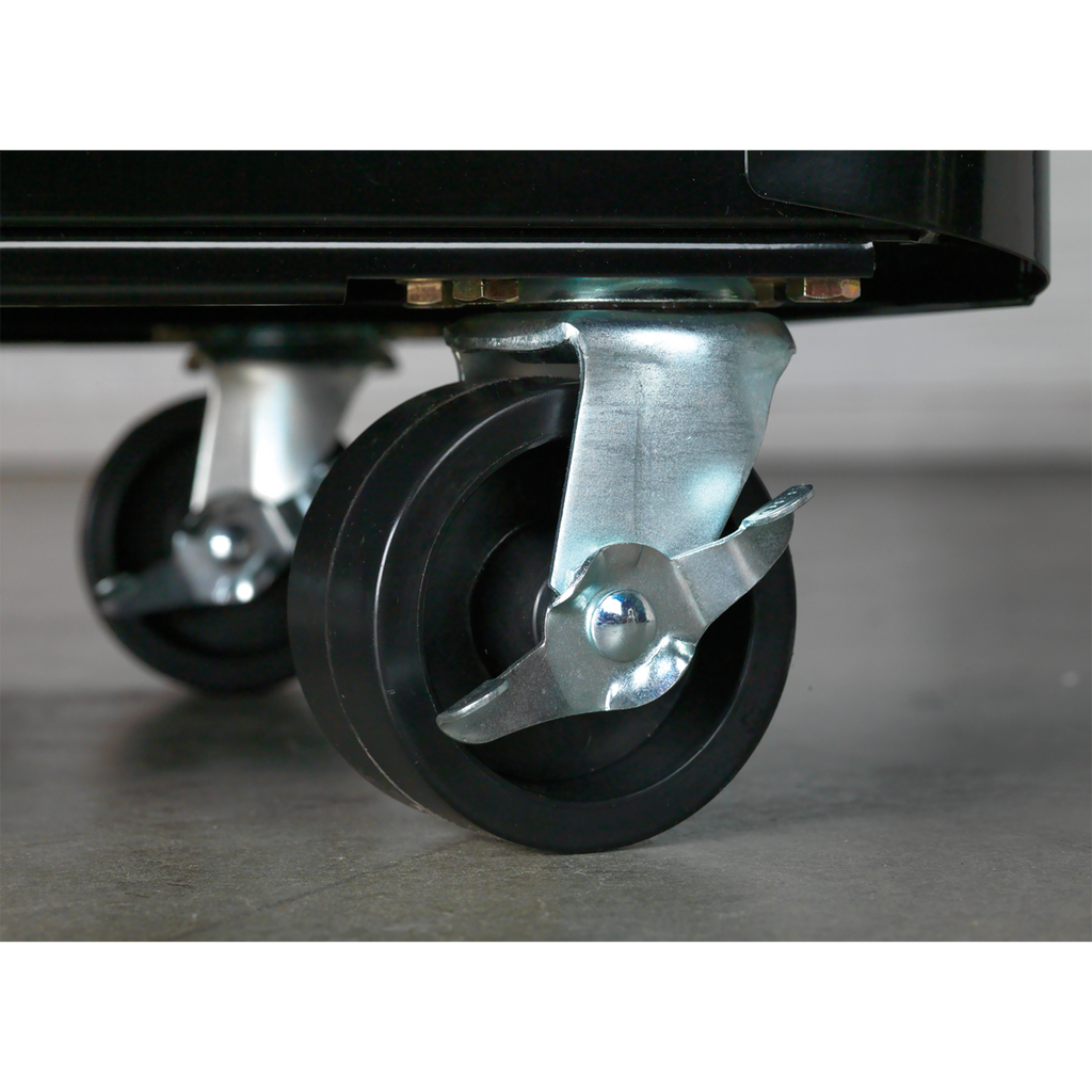 Retro Style Rollcab 4 Drawer - Black with Red Anodised Drawer Pulls AP28204BR