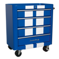 Retro Style Rollcab 4 Drawer - Blue with White Stripes AP28204BWS