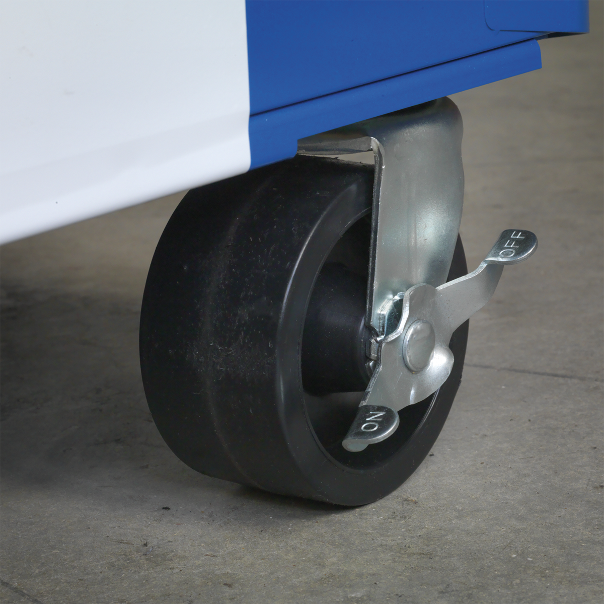 Retro Style Topchest, Mid-Box Tool Chest & Rollcab Combination 10 Drawer - Blue with White Stripes AP28COMBO2BWS