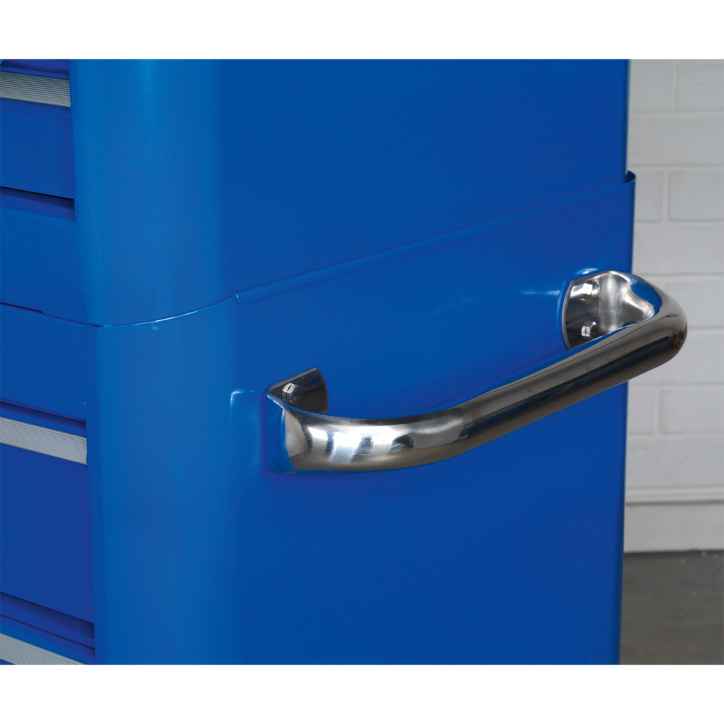 Retro Style Rollcab 4 Drawer - Blue with White Stripes AP28204BWS