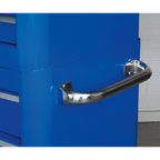 Retro Style Wide Topchest & Rollcab Combination 10 Drawer Blue with White Stripes AP41COMBOBWS
