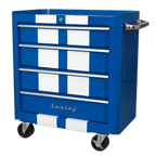 Retro Style Rollcab 4 Drawer - Blue with White Stripes AP28204BWS