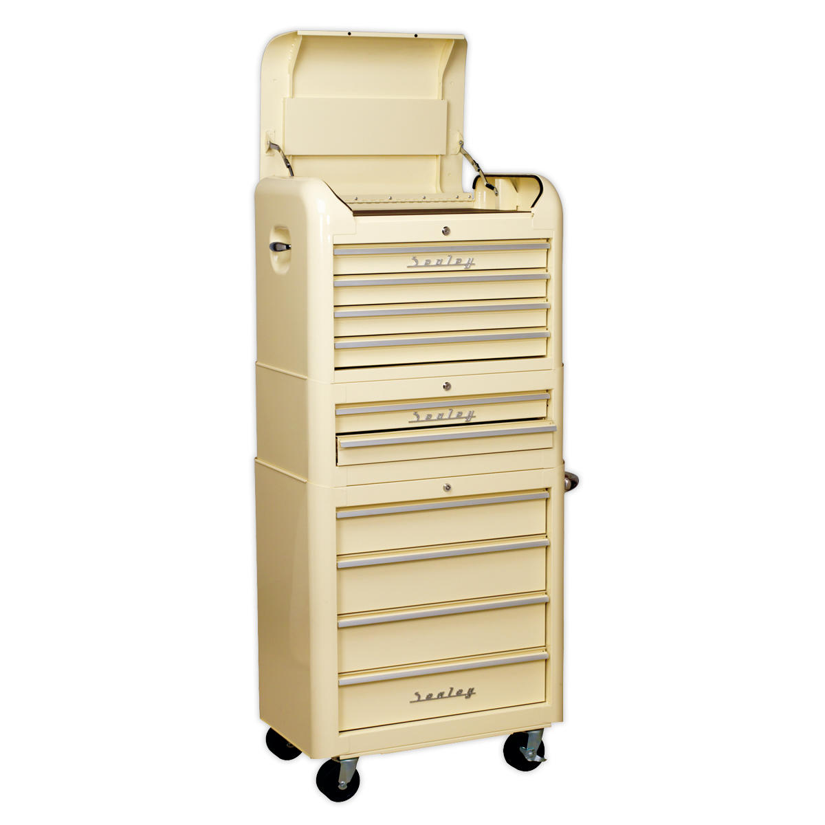 Retro Style Topchest, Mid-Box Tool Chest & Rollcab Combination 10 Drawer - Cream AP28COMBO2