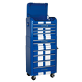 Retro Style Topchest, Mid-Box Tool Chest & Rollcab Combination 10 Drawer - Blue with White Stripes AP28COMBO2BWS