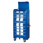 Retro Style Topchest, Mid-Box Tool Chest & Rollcab Combination 10 Drawer - Blue with White Stripes AP28COMBO2BWS