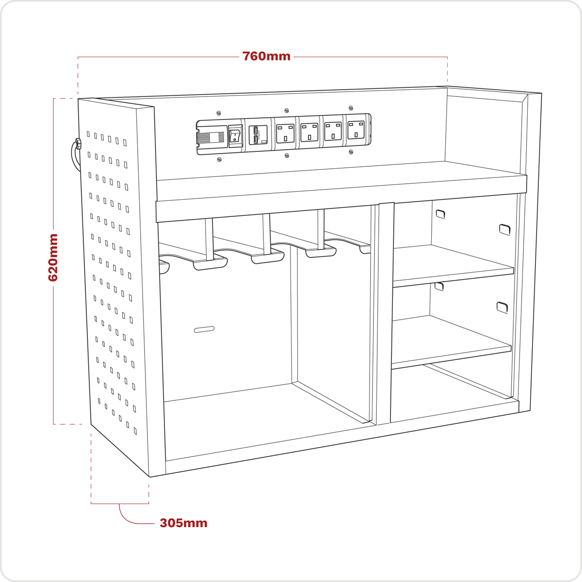 Power Tool Storage Rack with Power Bar AP30SRBE