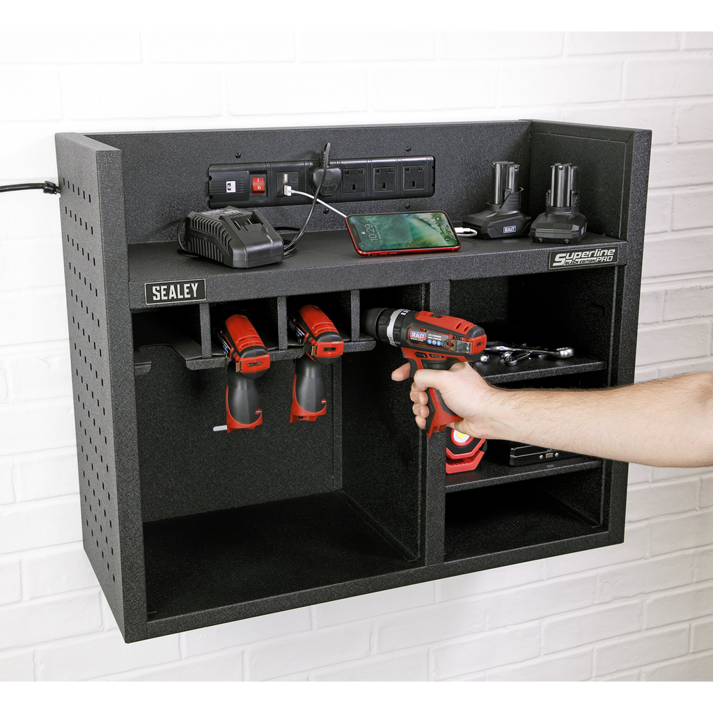 Power Tool Storage Rack with Power Bar AP30SRBE