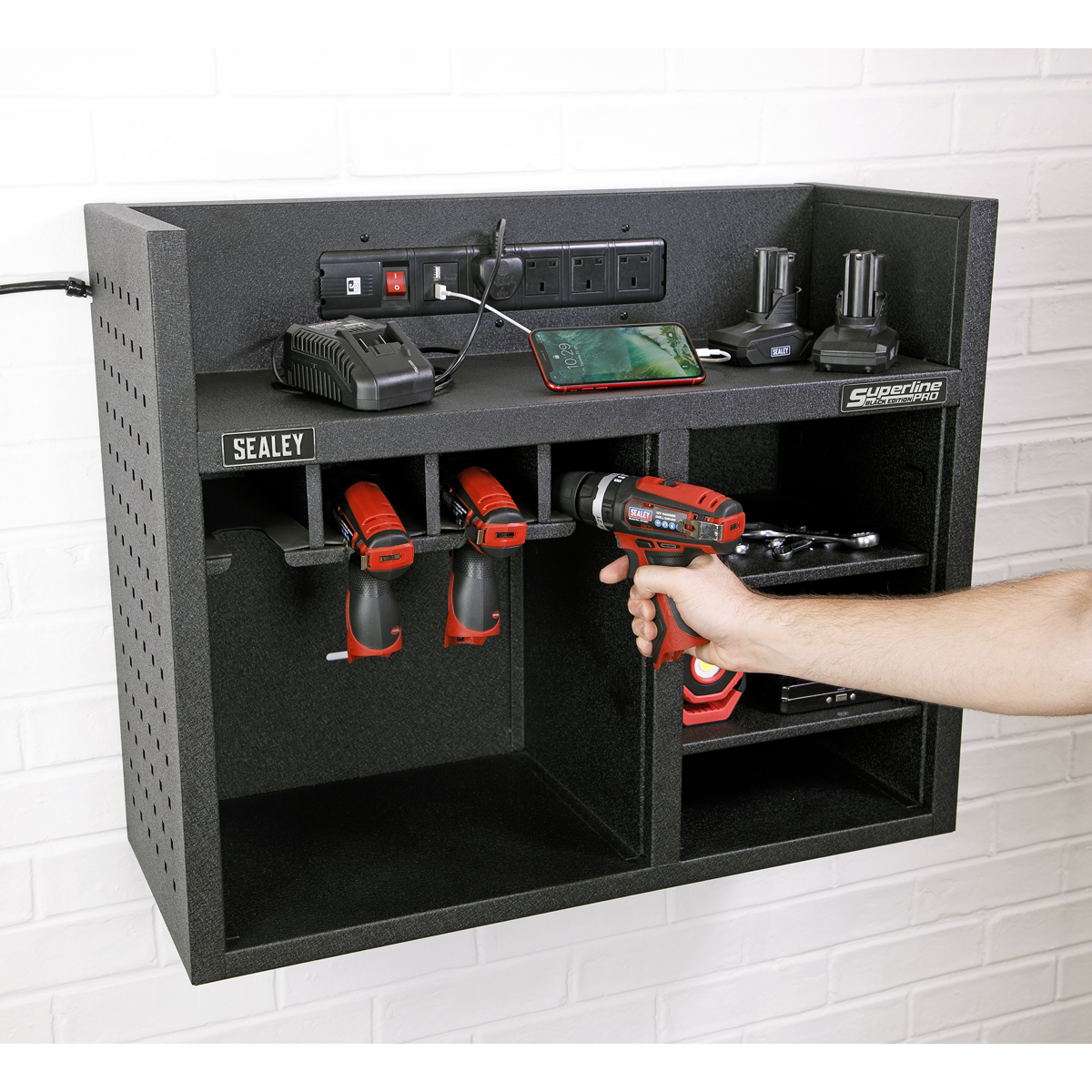 Power Tool Storage Rack with Power Bar AP30SRBE