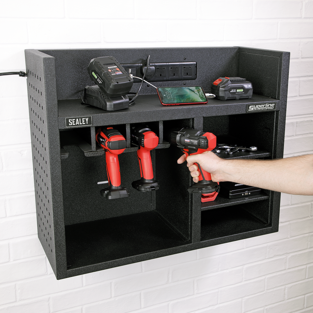 Power Tool Storage Rack with Power Bar AP30SRBE