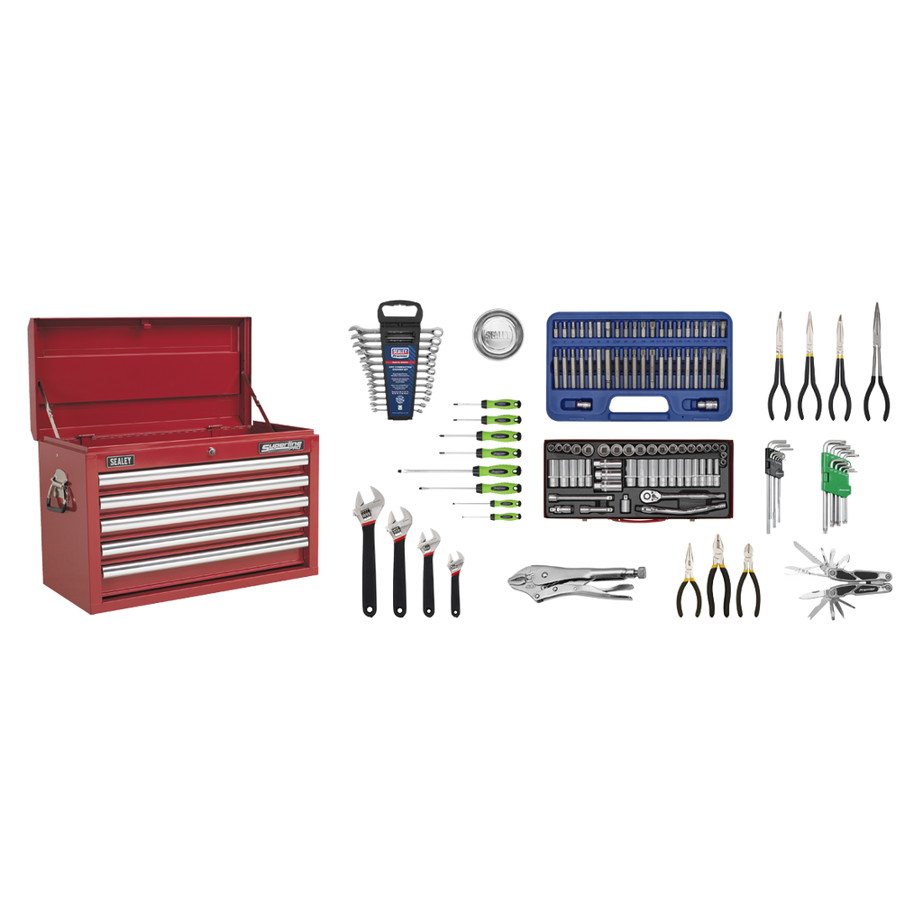 Topchest 5 Drawer with 139pc Tool Kit - Red AP33059COMBO